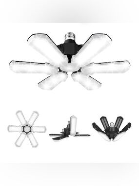 LED Garage Light 150W 15000LM Deformable 6+1 Panels E26 Ceiling Shop Light